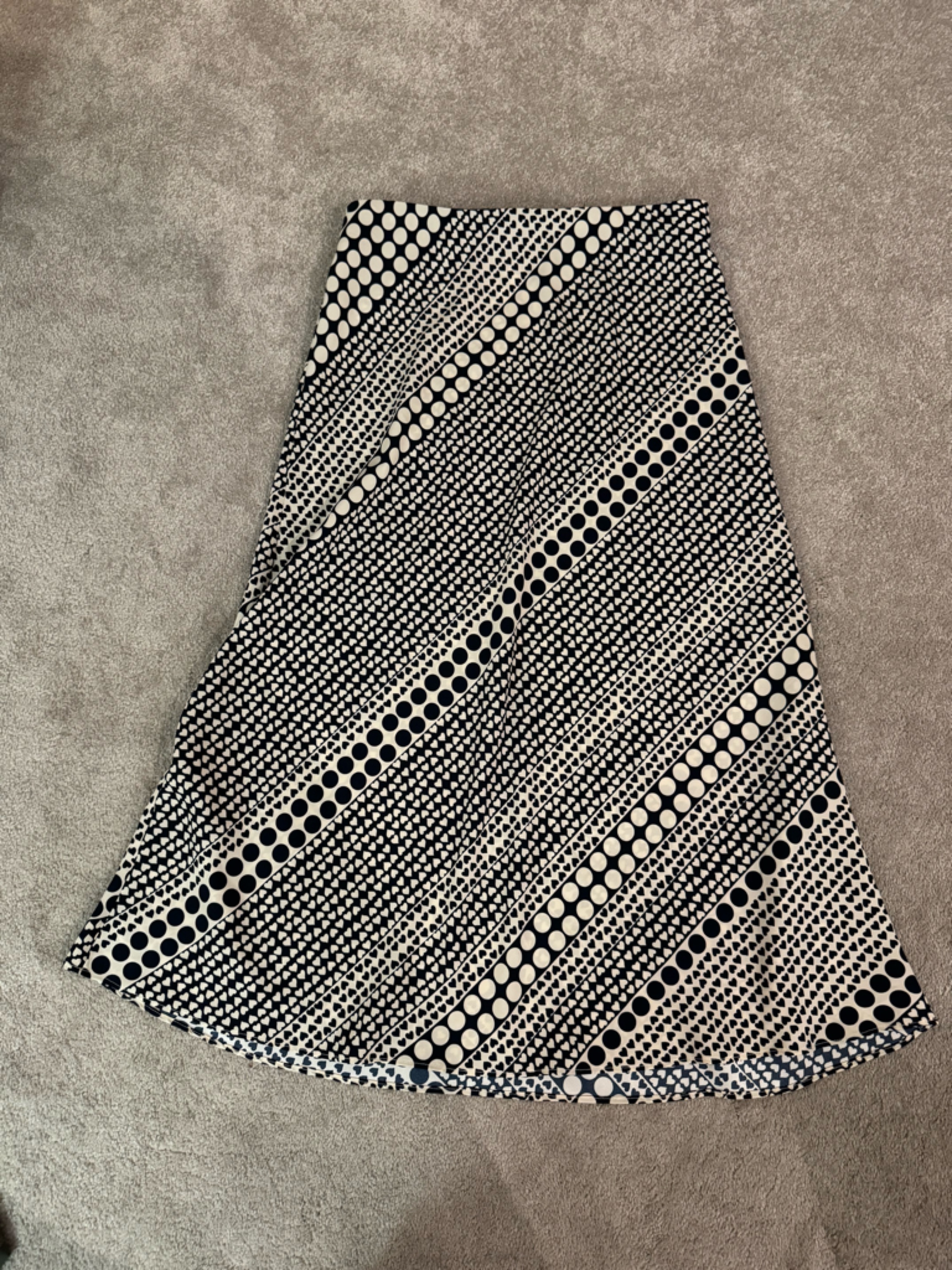 Loft Black And White Polka Dot A-Line Skirt